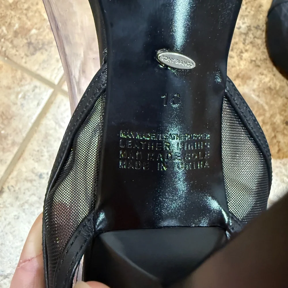 Tony Bianco Miley Black Mesh Ankle Strap Stiletto Sandal Heels Women Sz‎ 10 NWOB